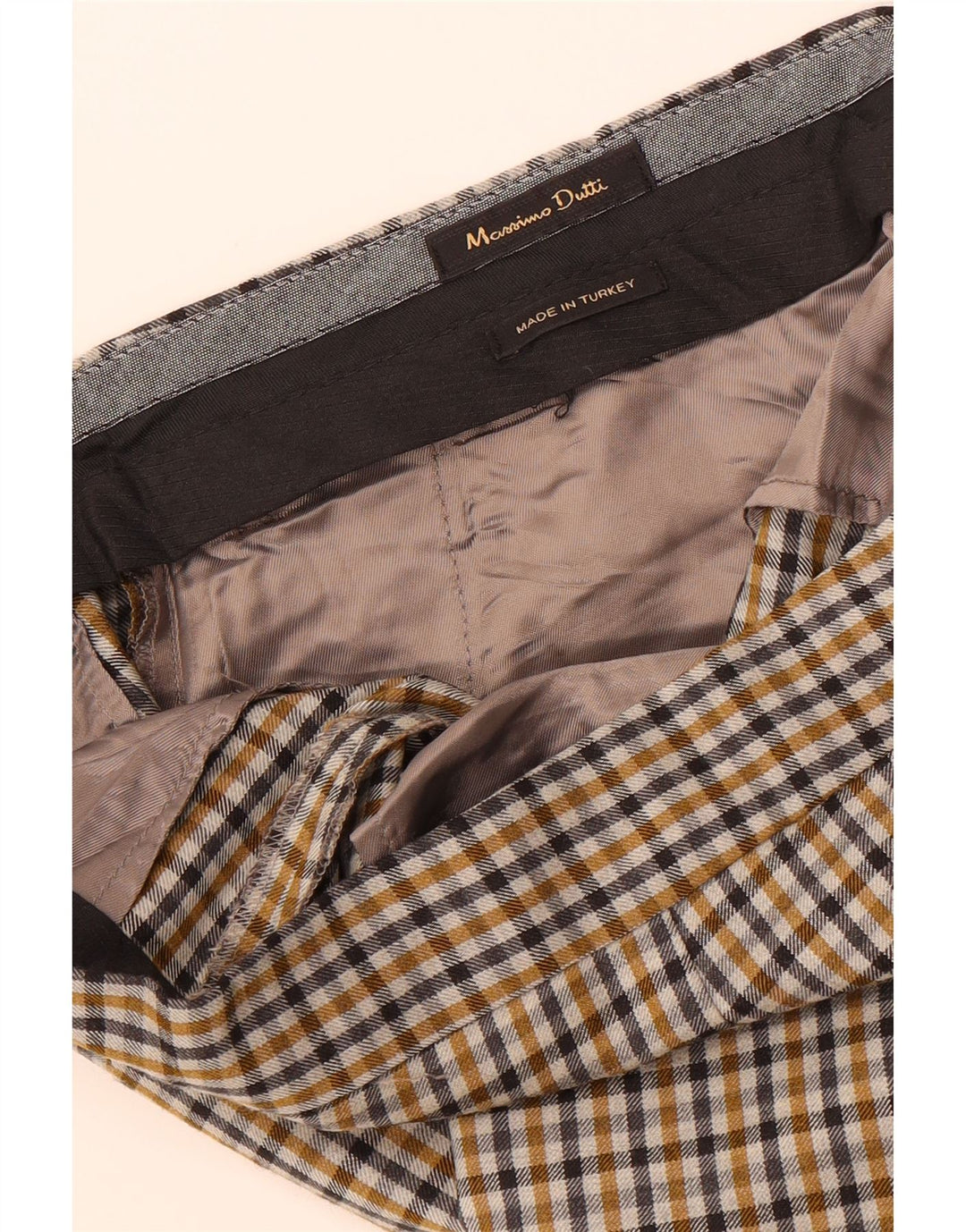 Calça Chino Feminina MASSIMO DUTTI Crop Slim W30 L26 Bege Gingham