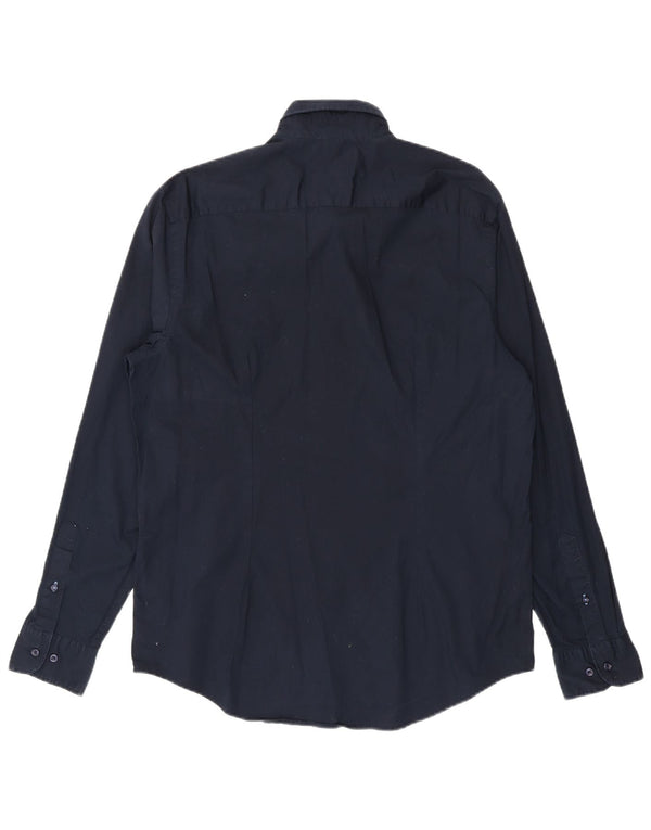 Tommy Hilfiger Mens Slim Fit Camisa XL Azul Marinho Algodão