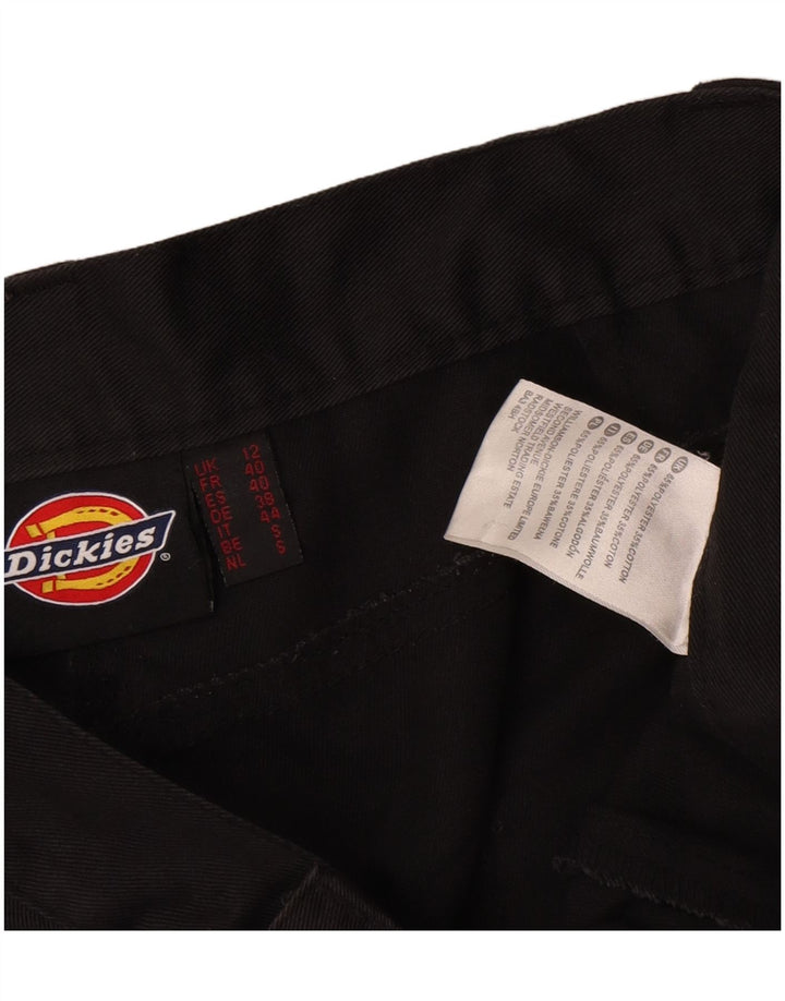 Calças cargo retas femininas Dickies Reino Unido 12 médio W36 L31 poliéster preto