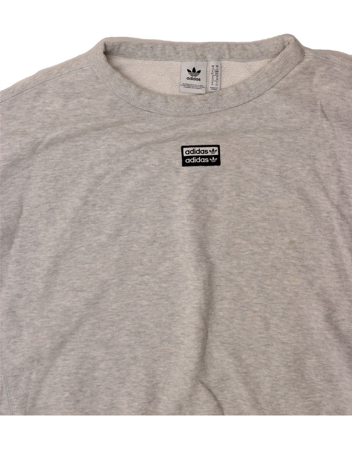 ADIDAS Womens Oversized Sweatshirt Jumper UK 10 Small Grey Cotton Vintage Adidas and Second-Hand Adidas from Messina Hembry 