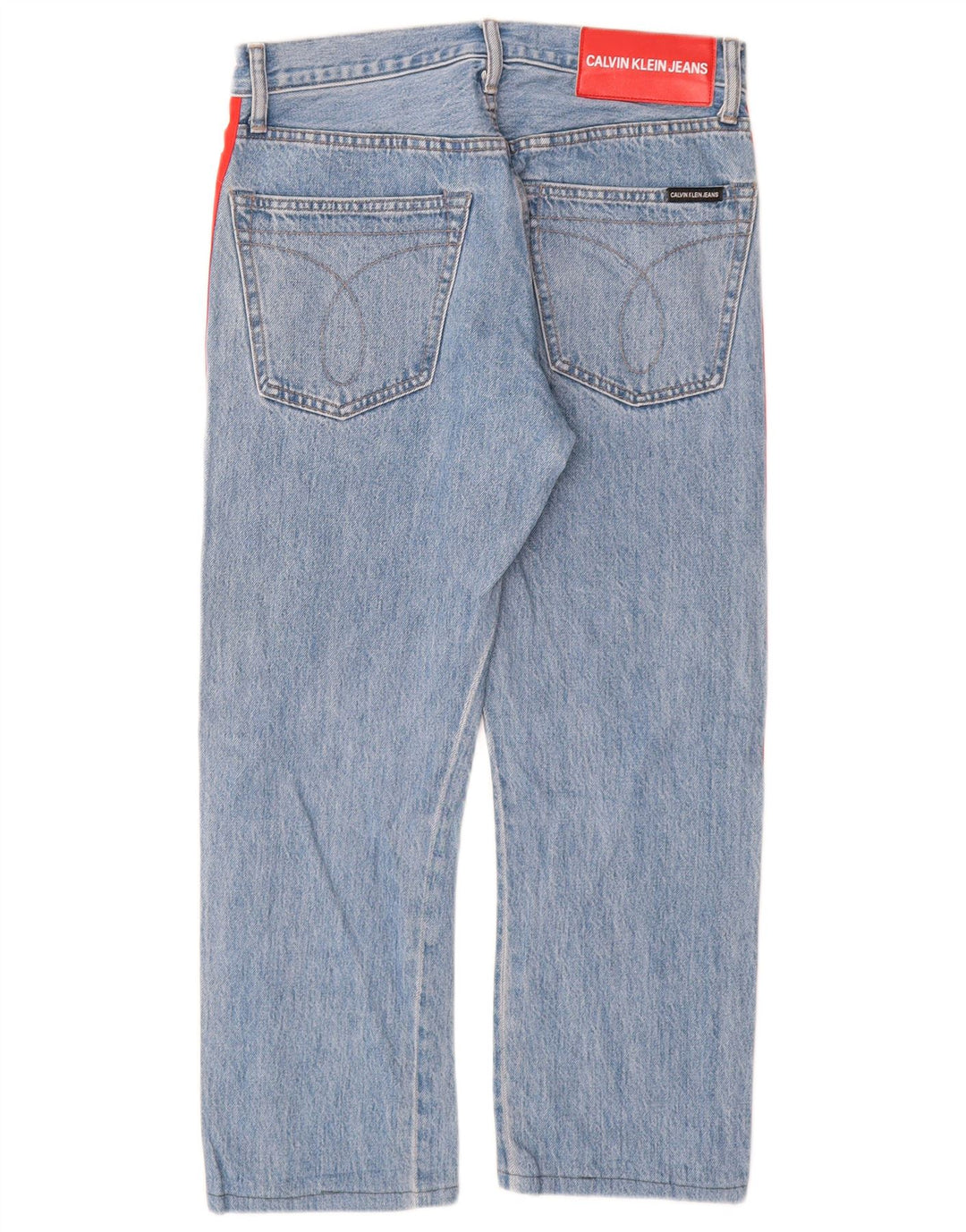 Calça jeans reta feminina CALVIN KLEIN W29 L25 azul colorblock algodão