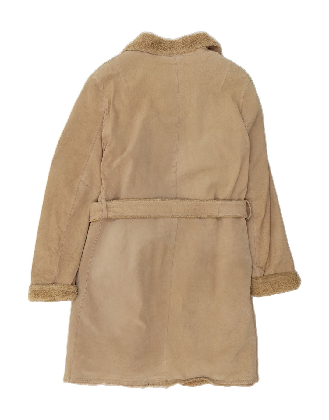 CONBIPEL Womens Suede Sherpa Overcoat IT 46 Large Beige Vintage Conbipel and Second-Hand Conbipel from Messina Hembry 