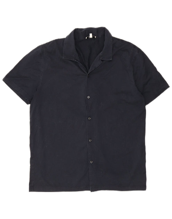 Camisa masculina de manga curta Reiss XL azul marinho algodão