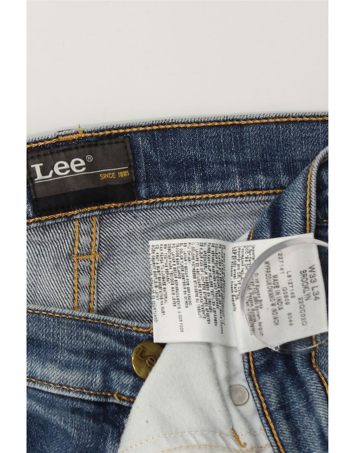Lee Mens Brooklyn Straight Jeans W33 L29 Azul Algodão