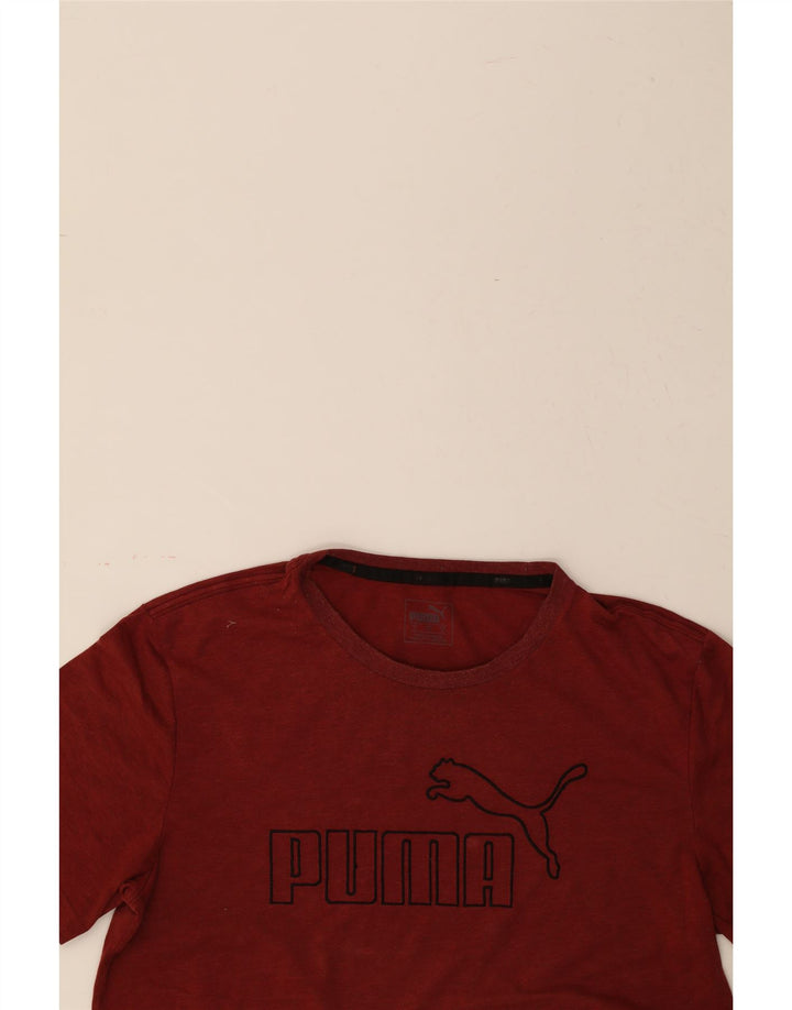 PUMA Mens Graphic T-Shirt Top Medium Maroon Vintage Puma and Second-Hand Puma from Messina Hembry 