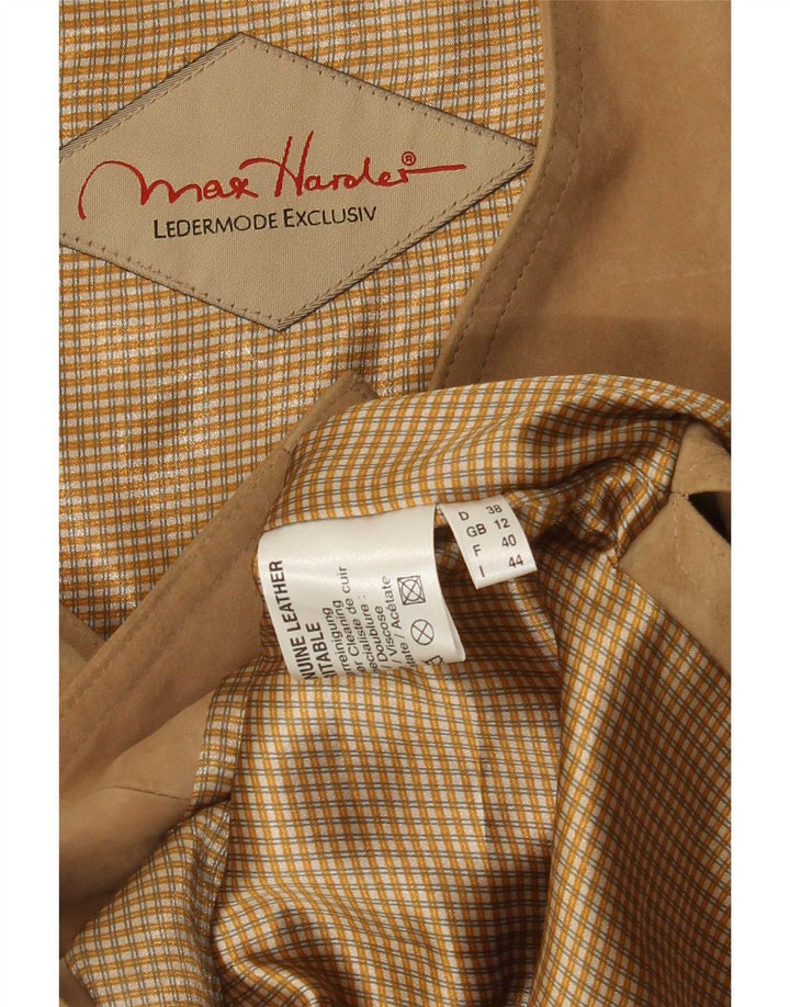 Colete de camurça feminino Max Harder UK 12 couro bege médio