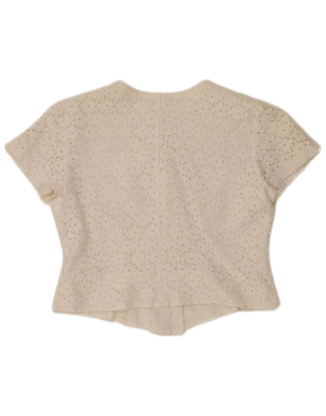 Blusa feminina VINTAGE manga curta cropped IT 46 grande off white floral