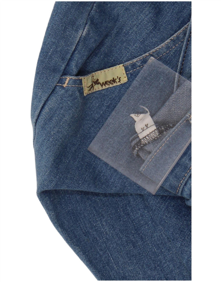 Jeans cônicos femininos vintage IT 44 médio W30 L27 algodão azul