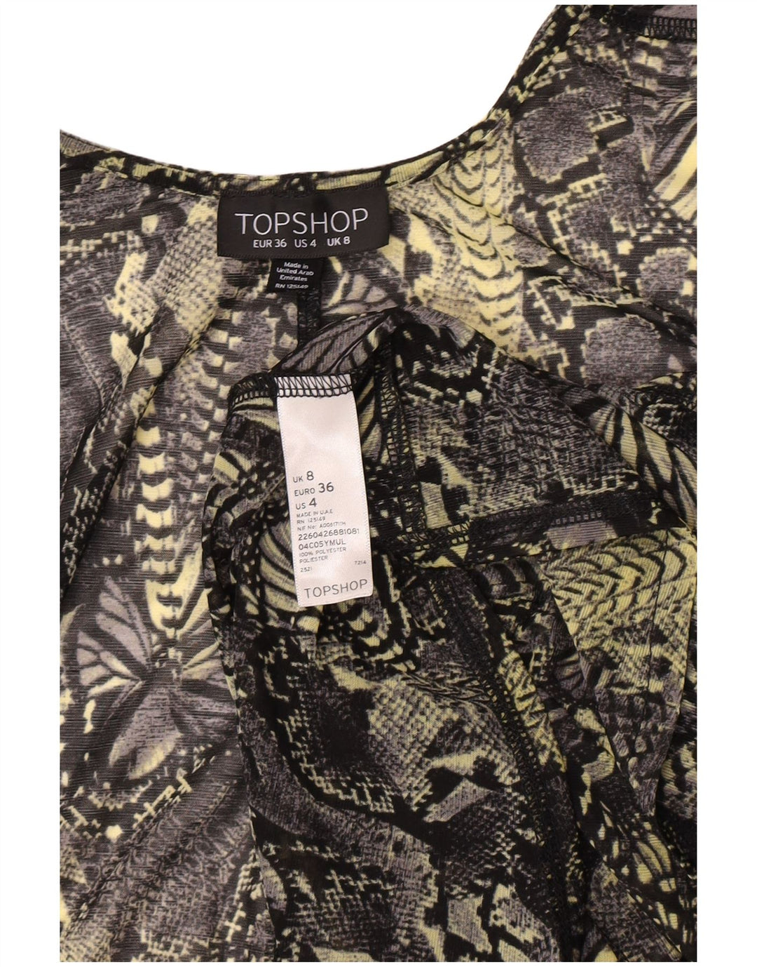 Topshop feminino transparente cardigan top UK 8 pequeno multicolorido