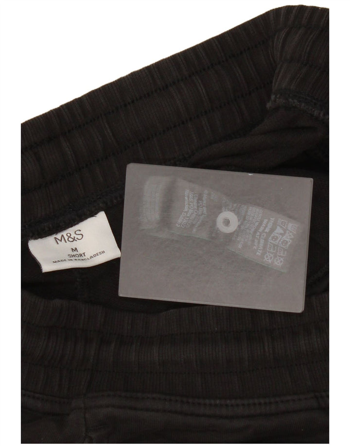 Calça de treino masculina Marks & Spencer de algodão preto médio