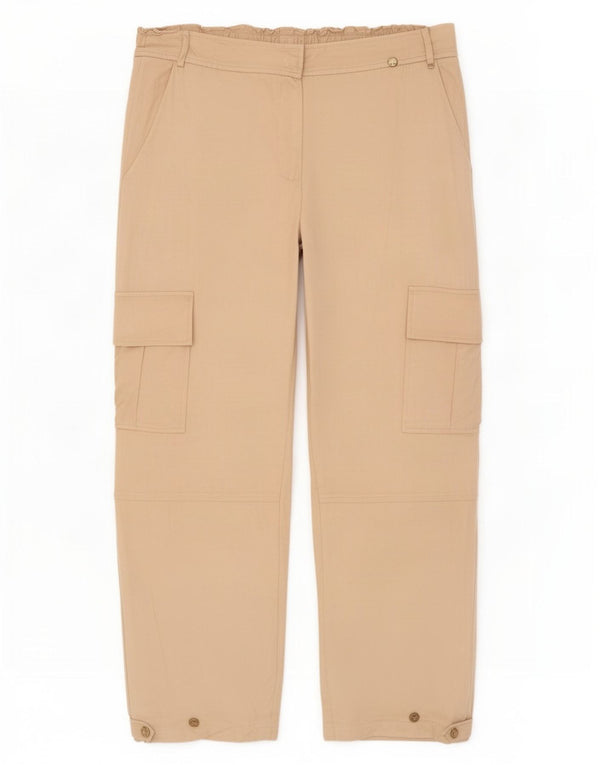 Liu Jo Calça cargo feminina reta IT 46 grande W36 L28 bege viscose