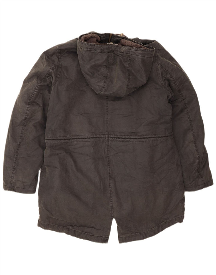 Jaqueta Parka com capuz feminina Fat Face Reino Unido 14 algodão cinza grande