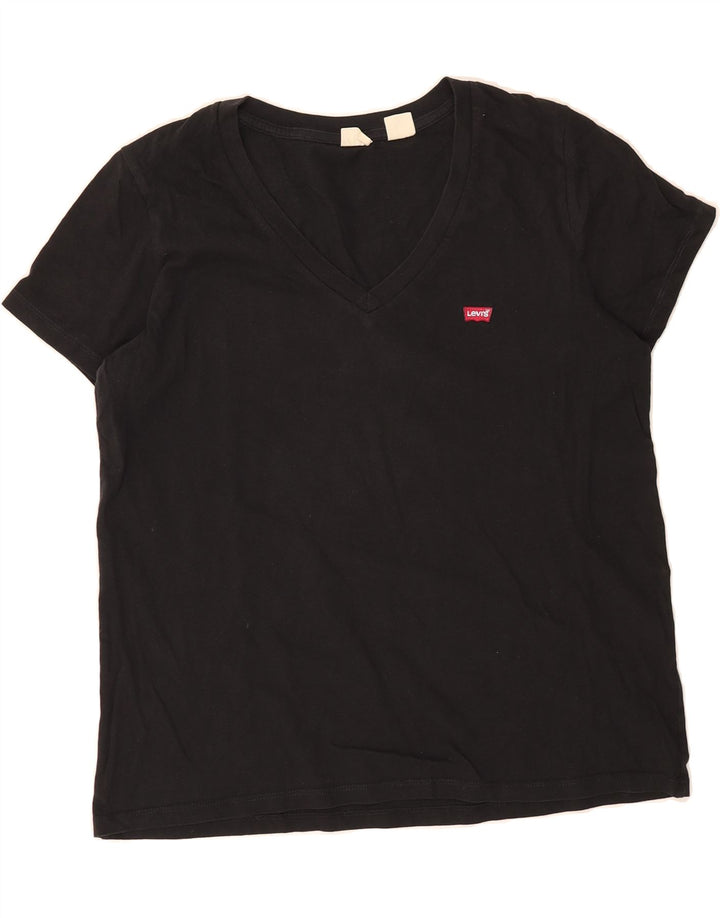 LEVI'S Womens T-Shirt Top UK 16 Large Black Cotton Vintage Levi's and Second-Hand Levi's from Messina Hembry 
