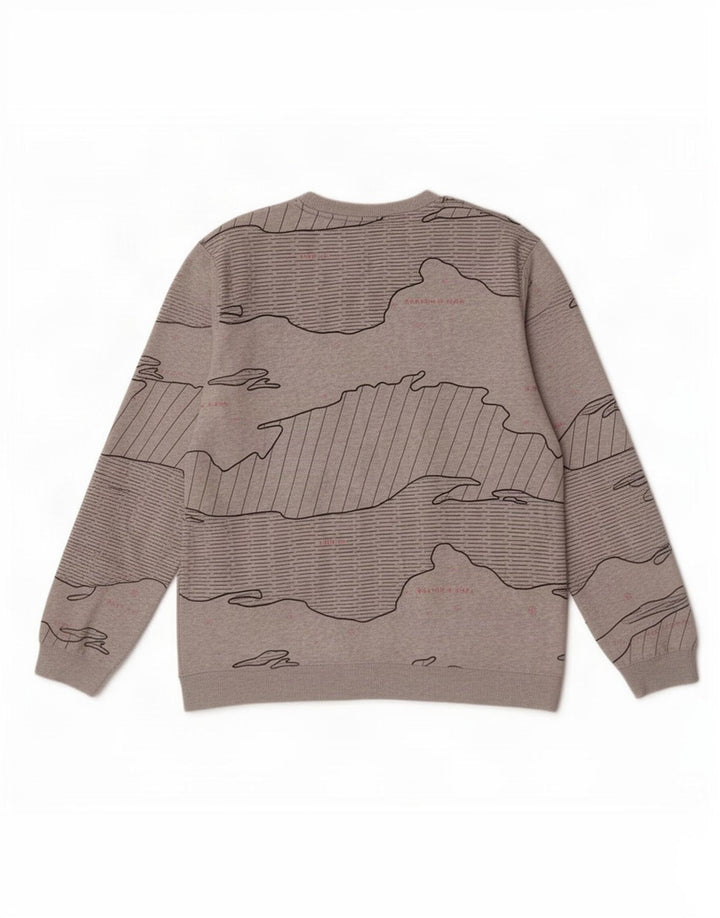 Scotch & Soda Suéter masculino com padrão abstrato de algodão cinza grande