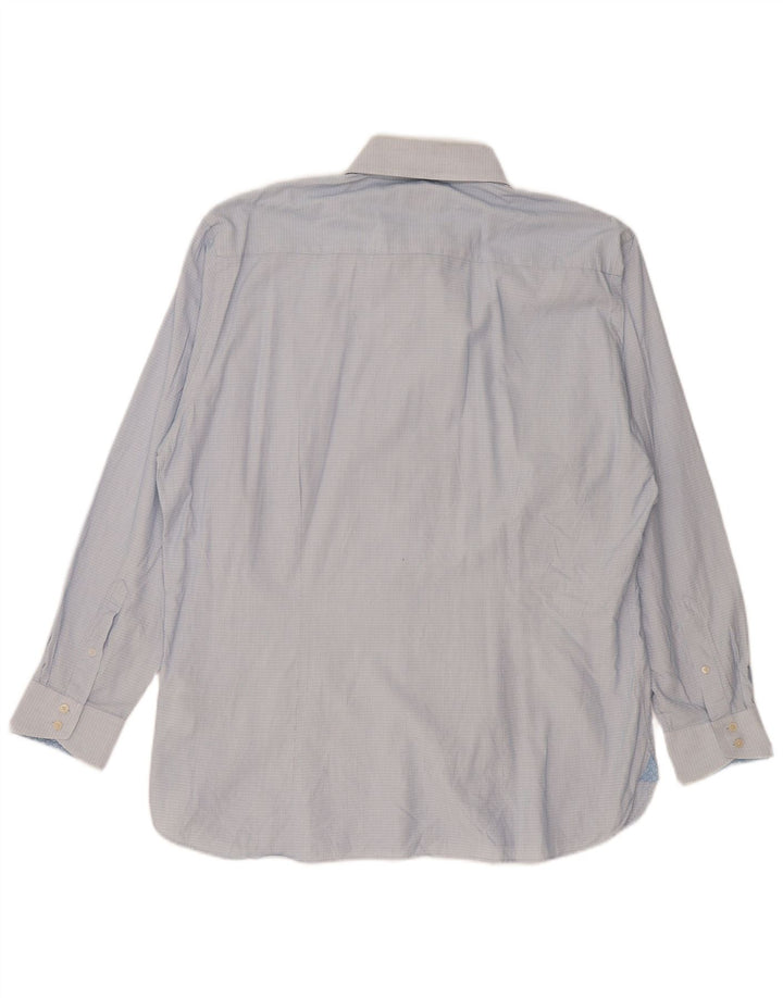 Camisa masculina Ted Baker tamanho 17 1/2 XL algodão manchado azul