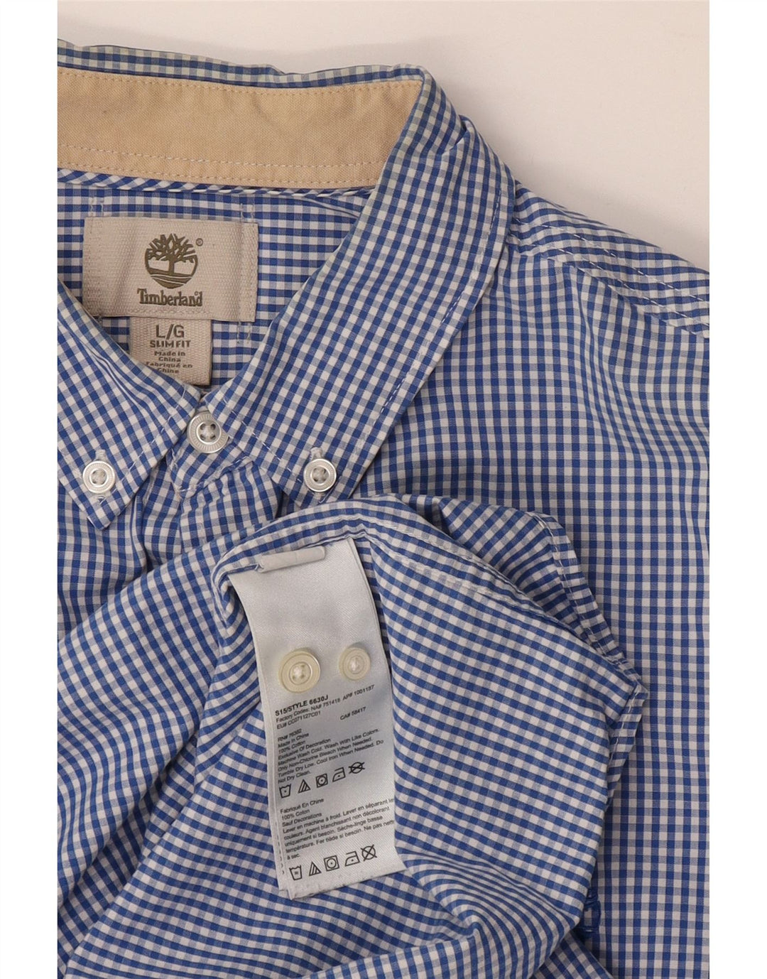 Timberland Camisa Masculina Slim Fit Grande Algodão Gingham Azul
