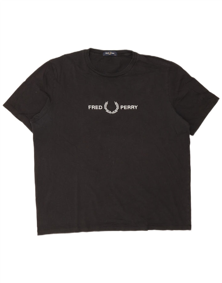 Camiseta gráfica masculina FRED PERRY 2XL algodão preto