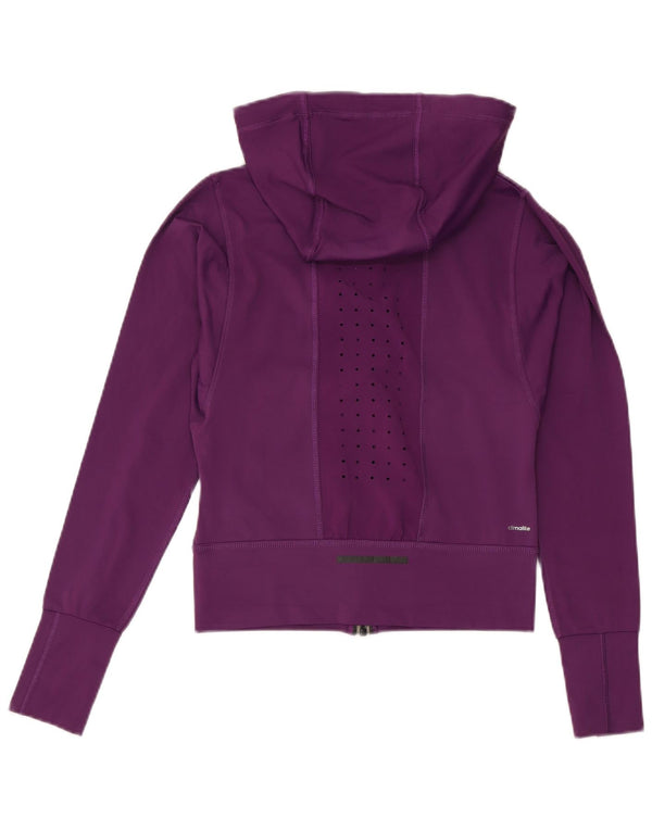 Adidas Womens Climalite Crop Oversized Zip Hoodie Sweater UK 4/6 XS Roxo