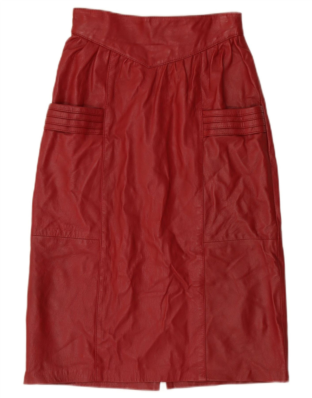 Saia feminina de couro de cintura alta VINTAGE W24 XS Borgonha