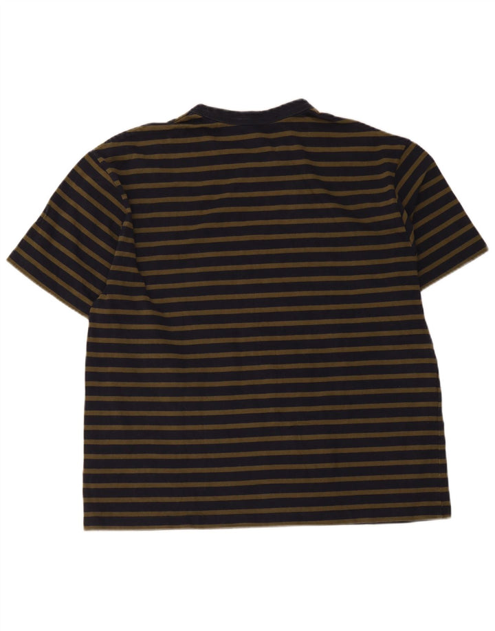 Camiseta masculina regular Cos grande algodão listrado azul marinho