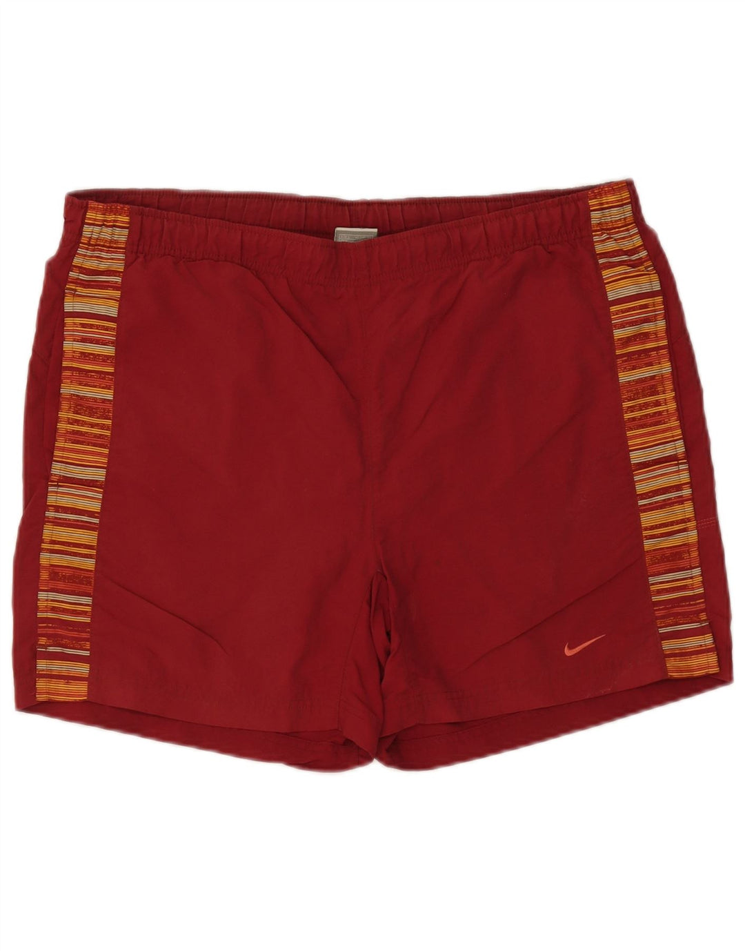 Calções de banho masculinos NIKE grandes riscas vermelhas de nylon