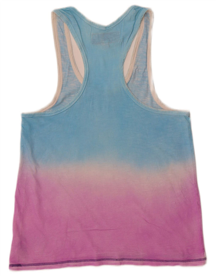 Superdry Mens Graphic Vest Top Pequeno Azul Colorblock Algodão