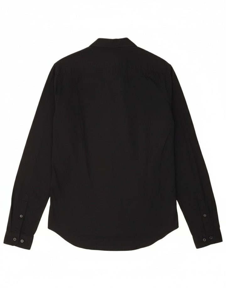 Camisa masculina ZARA Slim Fit médio algodão preto