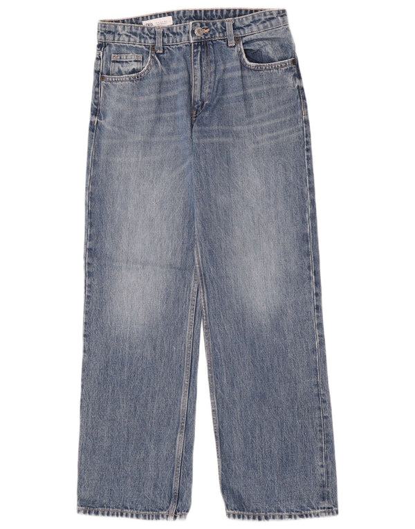 Zara Jeans feminino cintura alta com perna larga EU 36 XS W26 L30 azul algodão