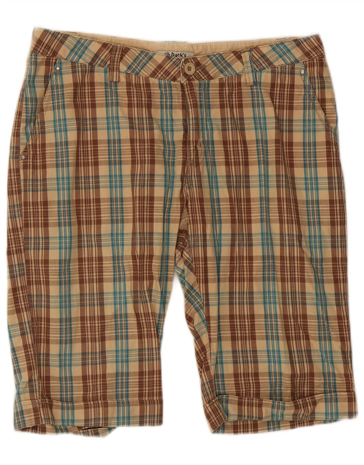Shorts Chino Feminino Dack's IT 46 Grande W32 Algodão Xadrez Marrom