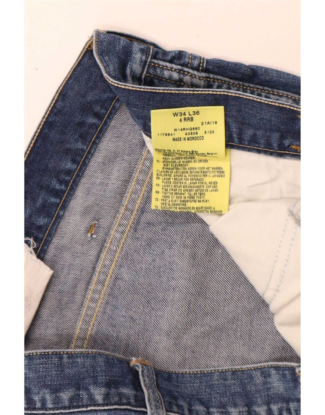 Wrangler Masculino 4 RRB Slim Jeans W34 L34 Azul Algodão