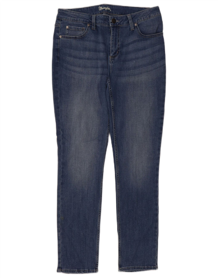 Wrangler Jeans feminino slim US 10 grande W30 L29 algodão azul