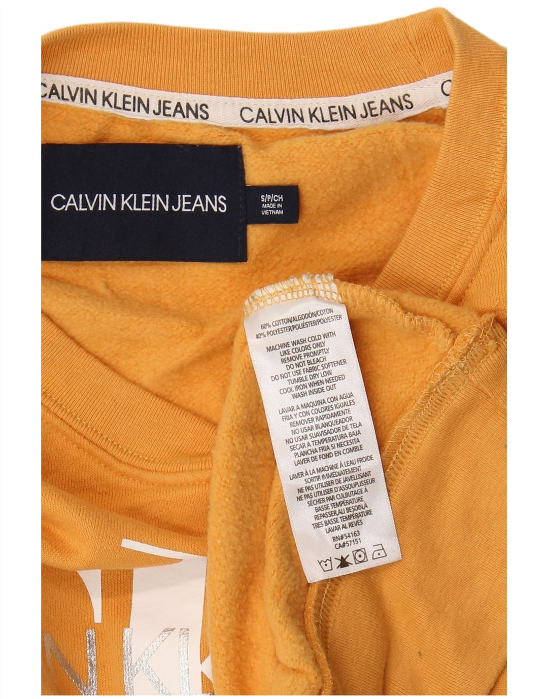 Calvin Klein Jeans feminino oversized moletom jumper Reino Unido 10 pequeno amarelo