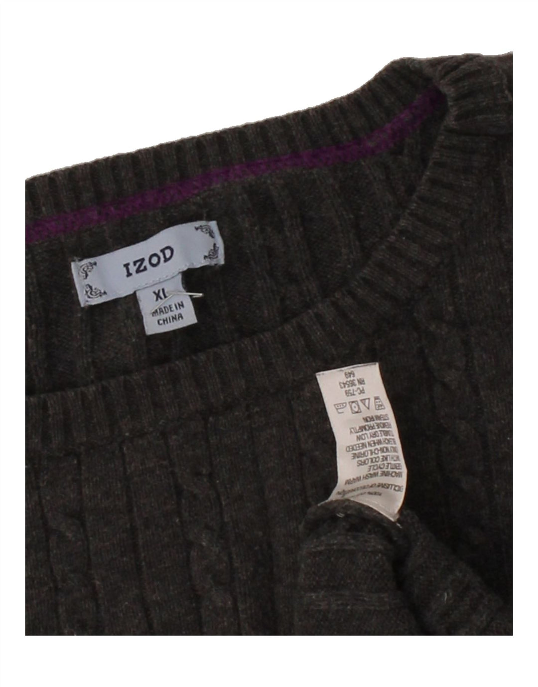IZOD Womens Crew Neck Jumper Sweater UK 18 XL Grey Cotton Vintage Izod and Second-Hand Izod from Messina Hembry 