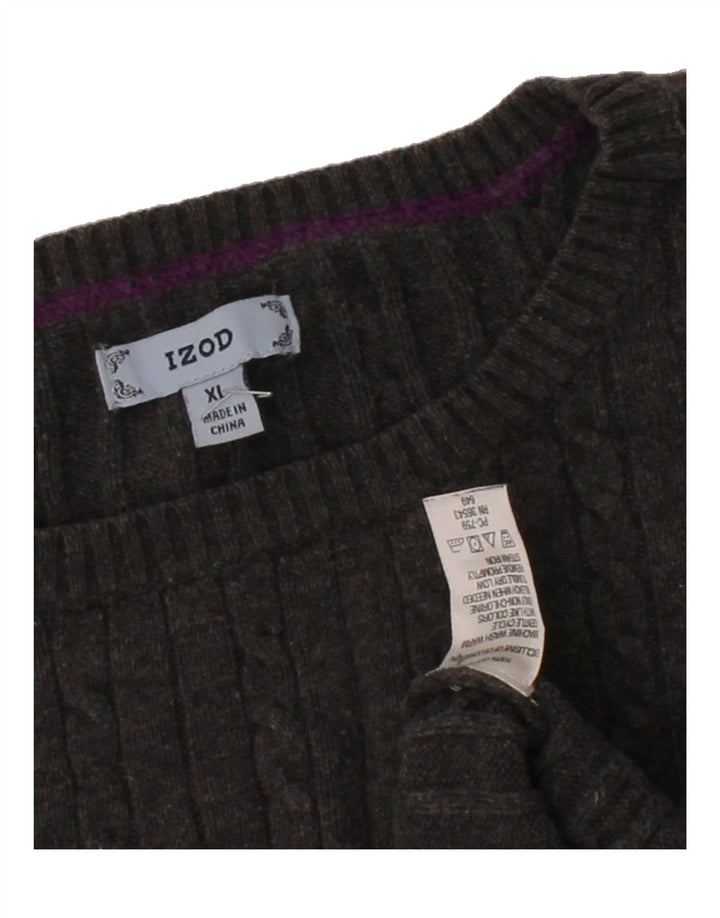 IZOD Womens Crew Neck Jumper Sweater UK 18 XL Grey Cotton Vintage Izod and Second-Hand Izod from Messina Hembry 