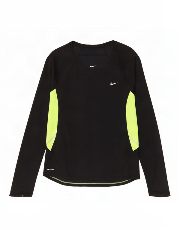 Top Nike Dri Fit Feminino Manga Longa UK 14 Médio Preto Colourblock