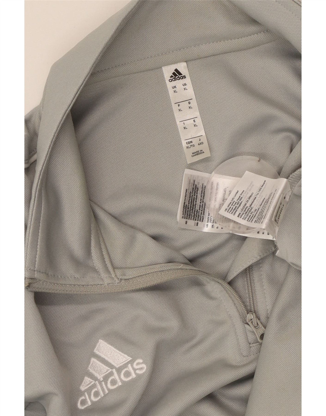 ADIDAS Mens Aeroready Zip Neck Pullover Treino Top XL Cinza Poliéster