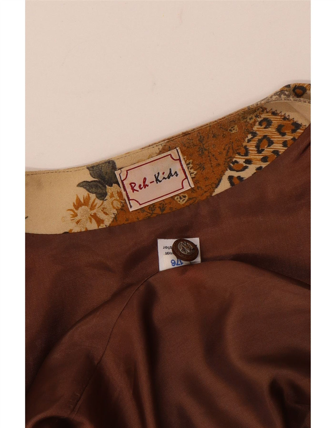 Colete Vintage Meninas 15-16 Anos Triacetato Marrom Patchwork