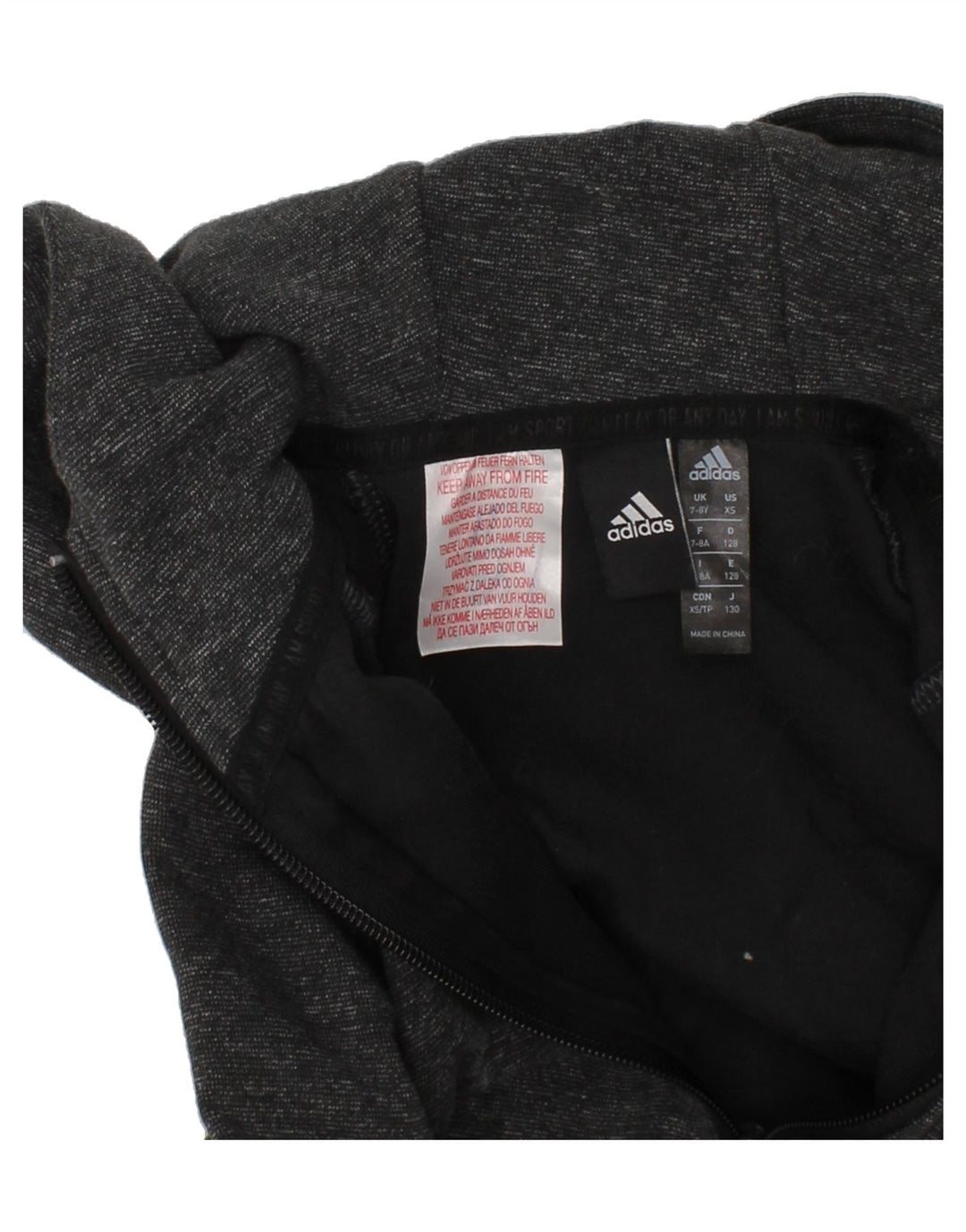 ADIDAS Boys Zip Hoodie Sweater 7-8 Years Grey Flecked Cotton Vintage Adidas and Second-Hand Adidas from Messina Hembry 
