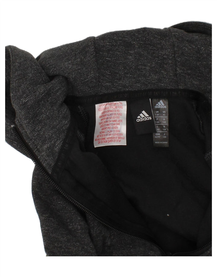 ADIDAS Boys Zip Hoodie Sweater 7-8 Years Grey Flecked Cotton Vintage Adidas and Second-Hand Adidas from Messina Hembry 