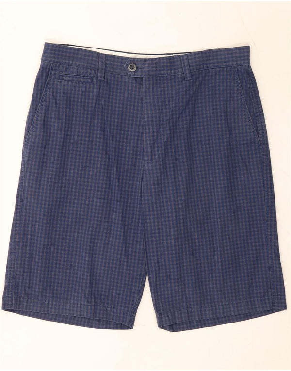 Shorts chino masculino Marks & Spencer grande W34 algodão guingão azul marinho