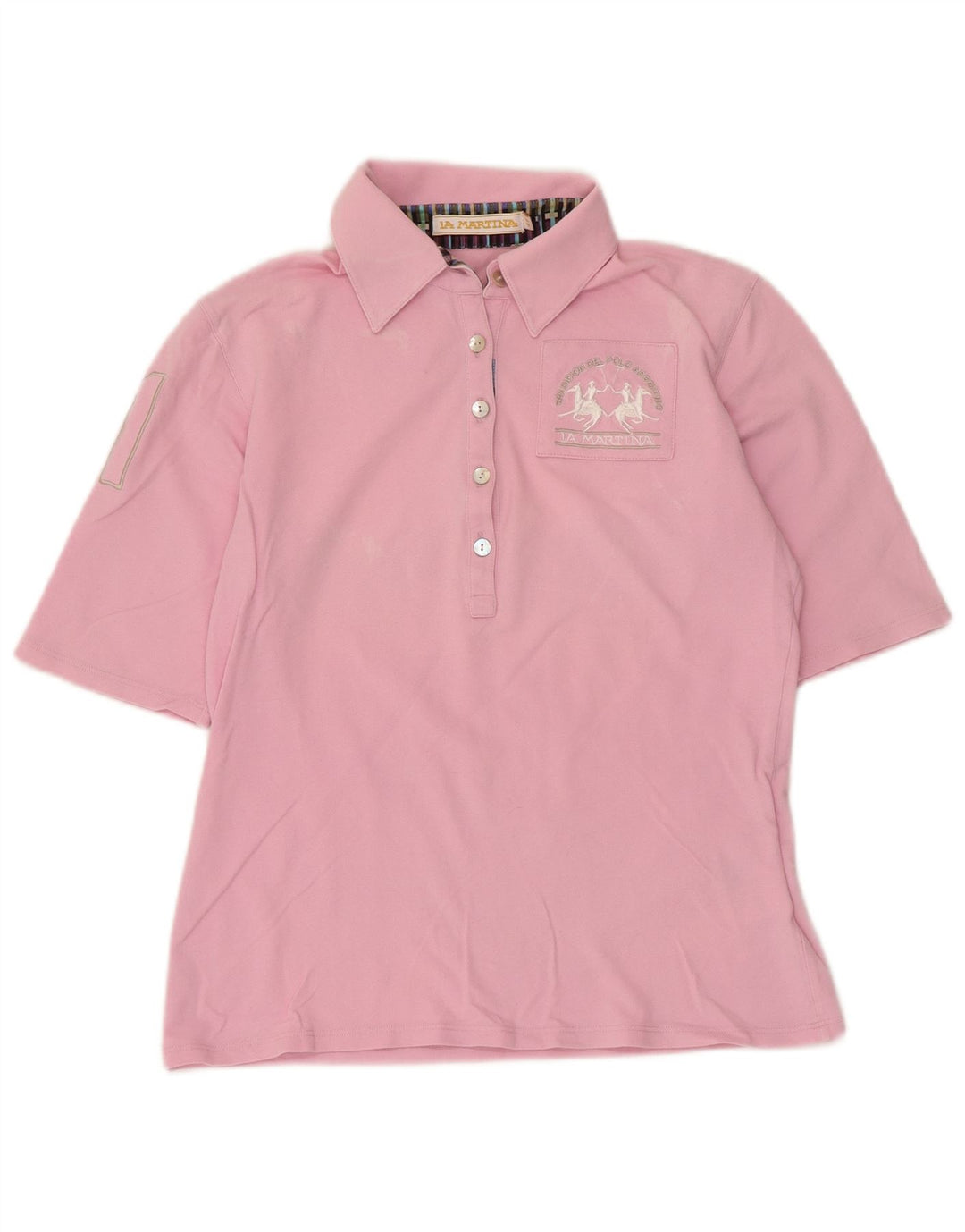 Camisa polo feminina La Martina IT 44 algodão rosa médio