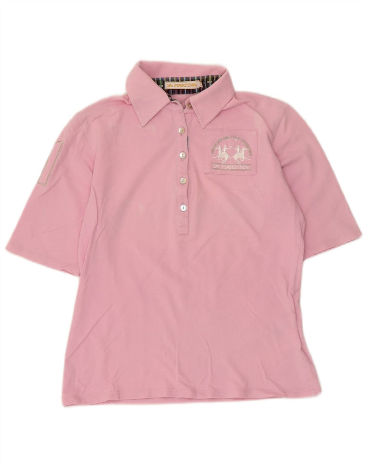 Camisa polo feminina La Martina IT 44 algodão rosa médio
