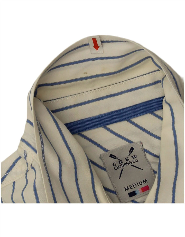 Crew Clothing Camisa masculina sob medida de algodão listrado branco médio