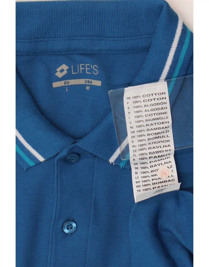 Camisa polo masculina Lotto Life's algodão listrado azul médio