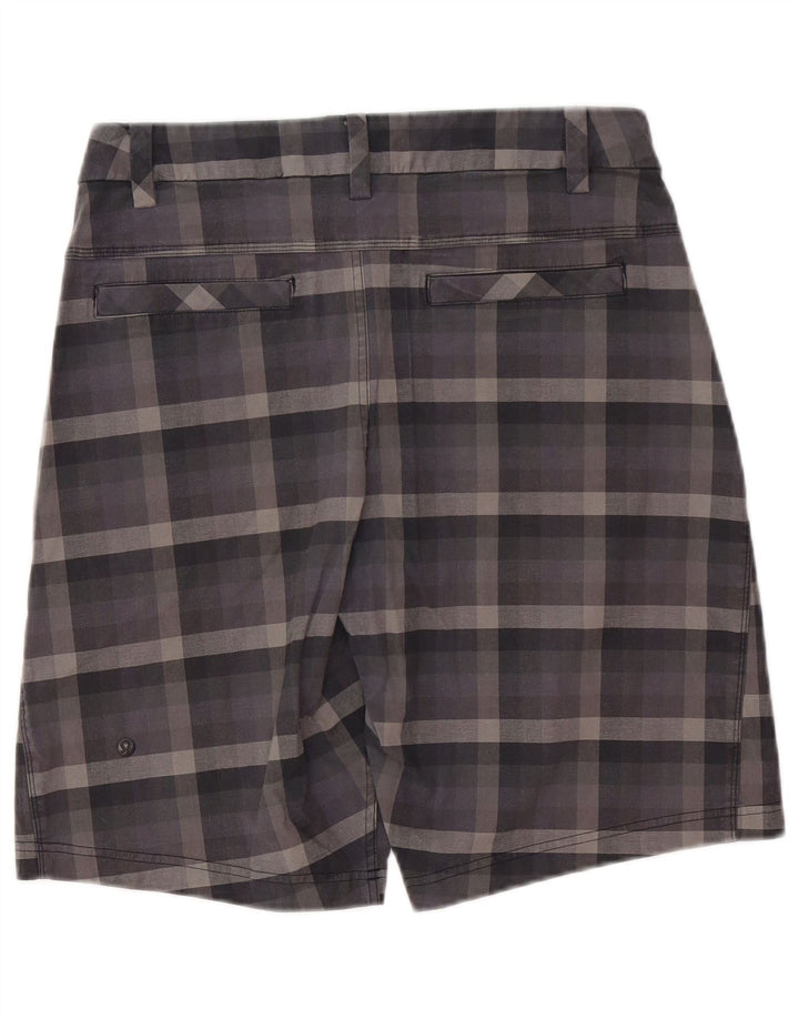 Lululemon Mens Chino Shorts W32 Grande Algodão Xadrez Cinza