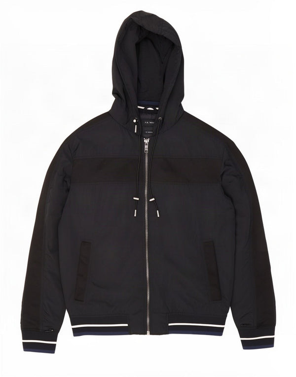 Jaqueta masculina Zara com capuz e moletom médio preto
