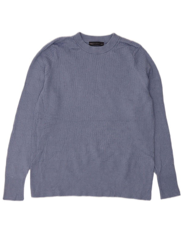 Suéter feminino Marks & Spencer com gola redonda Reino Unido 18 XL azul viscose