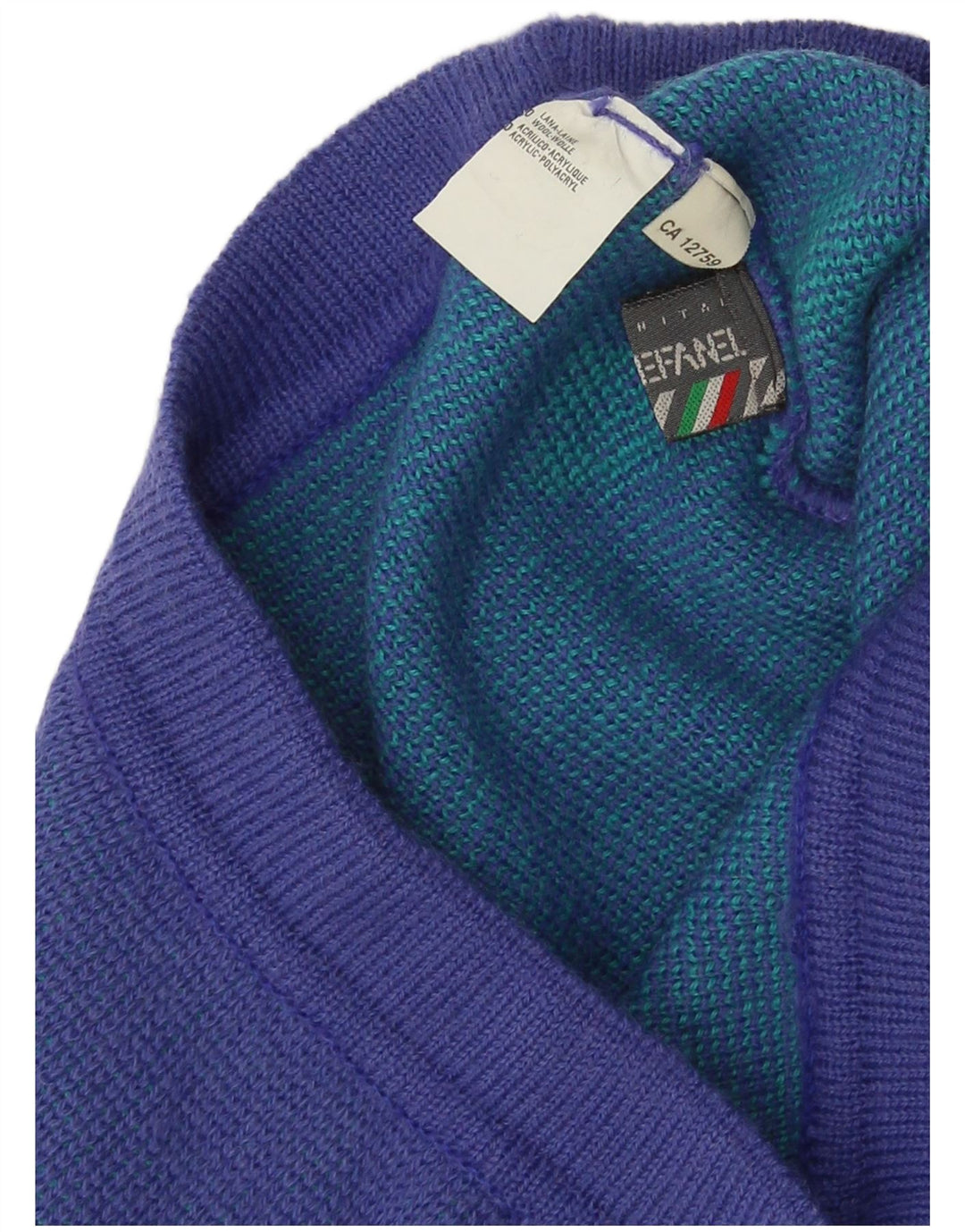 Saia lápis feminina de malha Stefanel W28 lã geométrica azul médio