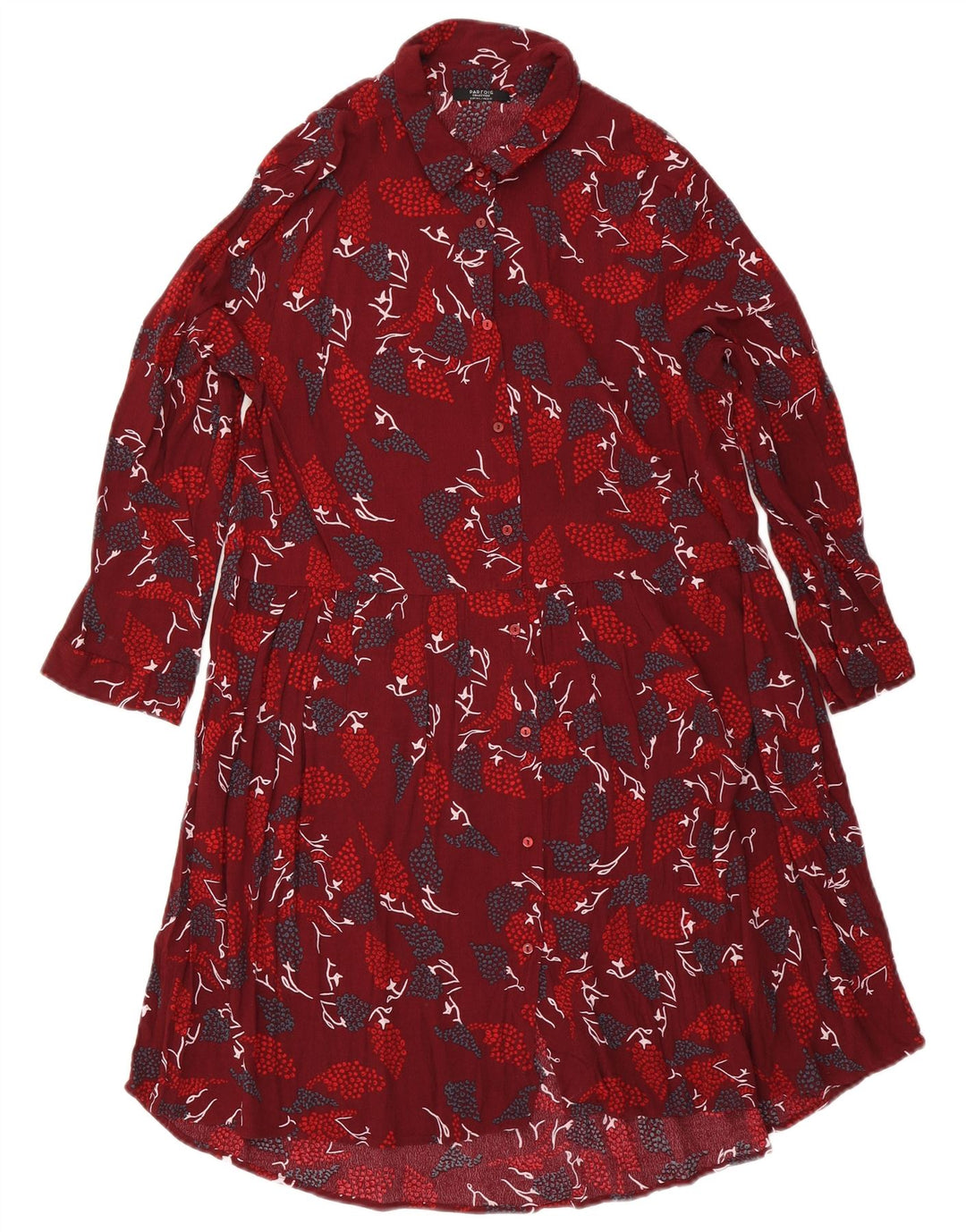 Vestido feminino Parfois com estampa abstrata em camadas Reino Unido 14 Viscose Borgonha Médio