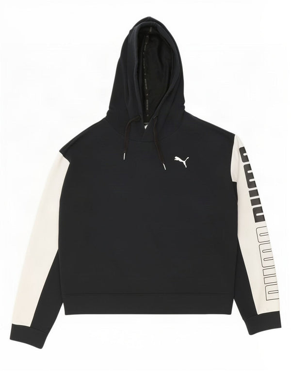 Puma Womens Crop Graphic Hoodie Jumper Reino Unido 12 Médio Azul Marinho Colourblock